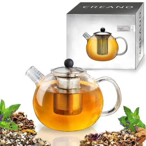 Creano Glass Teapot 1.0L with Stainless Steel Strainer & Lid
