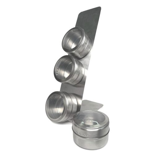 Horizon Stainless Steel Angled Rack with 4 Magnetic Canisters for Tea & Spices