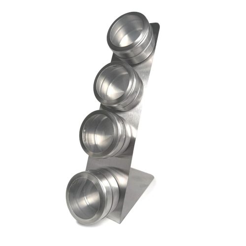 Horizon Stainless Steel Angled Rack with 4 Magnetic Canisters for Tea & Spices
