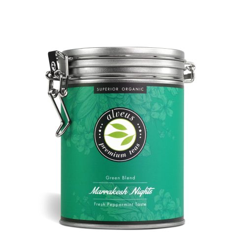 Marrakesh Nights Organic Green Tea – Moroccan Mint Tea Blend, 100g Tin