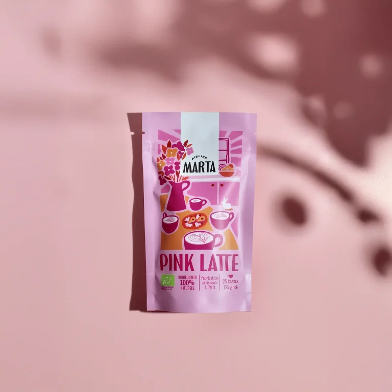 Atelier Marta Organic Pink Latte – Beetroot & Black Tea Blend, 140 g