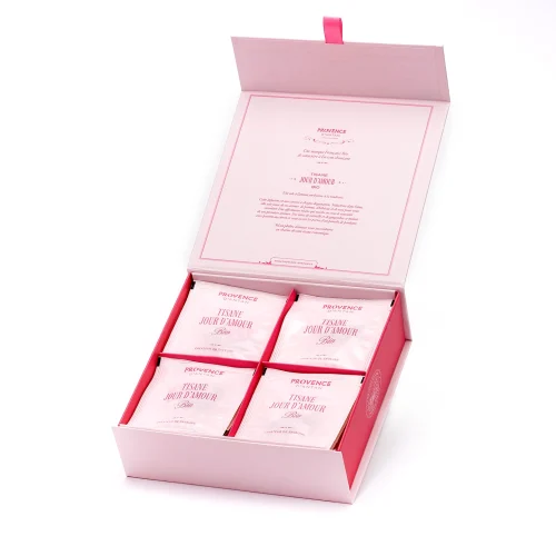 Organic Love Day Herbal Tea Gift Box – Ginger, Hibiscus & Rose – 20 Sachets