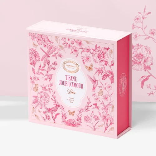 Organic Love Day Herbal Tea Gift Box – Ginger, Hibiscus & Rose – 20 Sachets