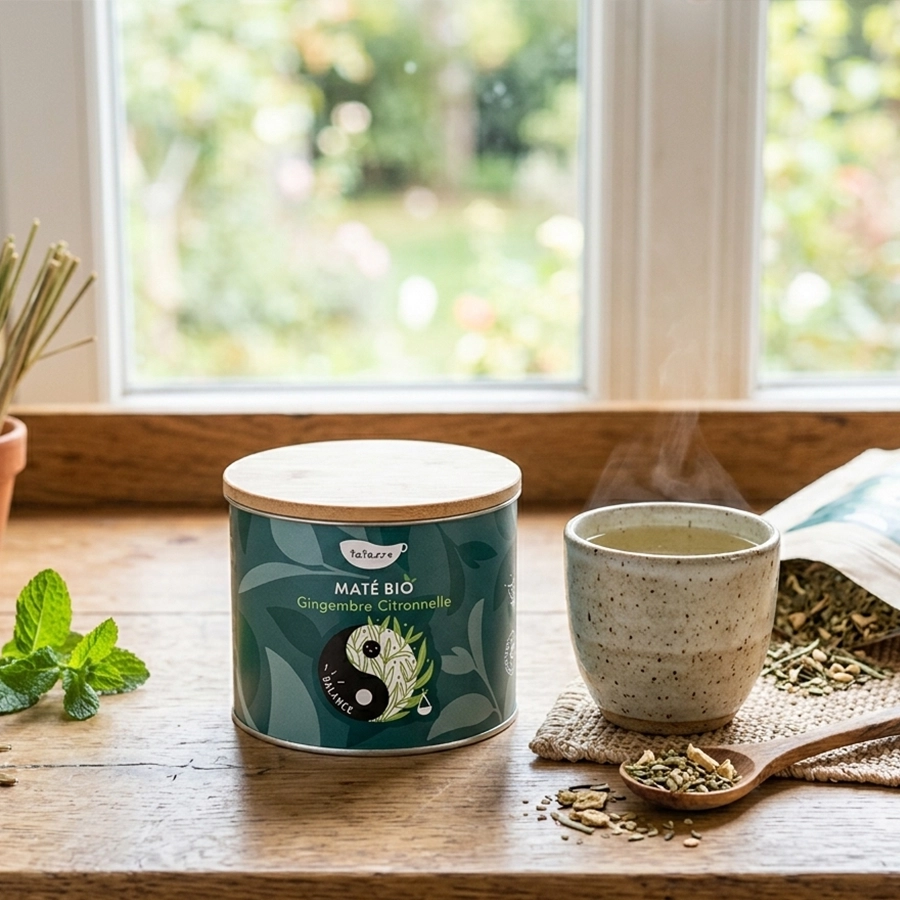 Tatasse Balance Organic Yerba Mate, Ginger & Lemon Tea – 90g - Image 4