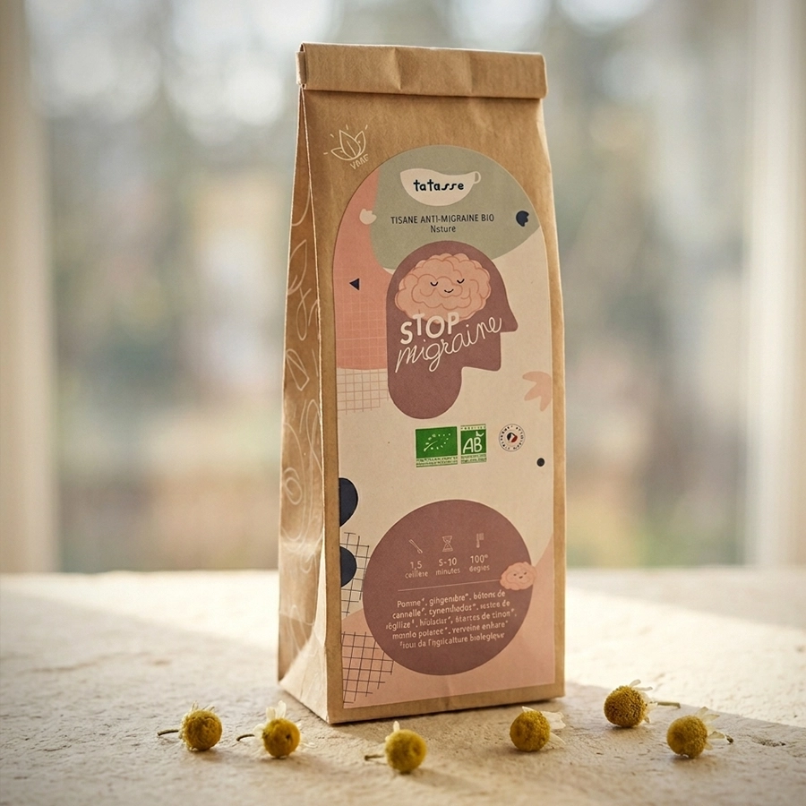 Tatasse Stop Migraine Organic Wellness Herbal Tea – 100g - Image 3