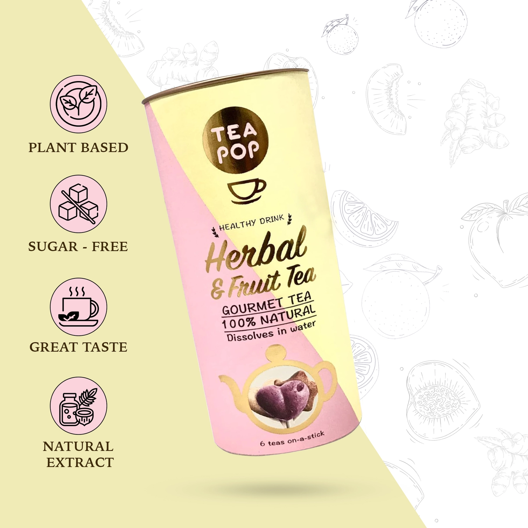 Tea-Pop Herbal & Fruit Tea Sticks Gift Tube – 6 Sticks - Image 3
