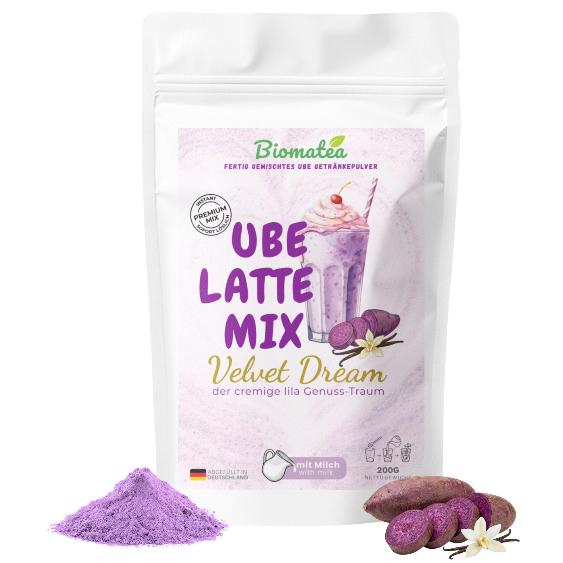 Biomatea Velvet Dream Ube Latte & Bubble Tea Mix – 200 g