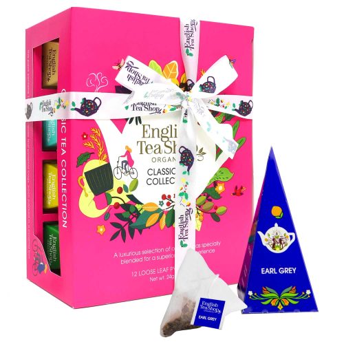 English Tea Shop Organic Classic Tea Collection with Ribbon – 12 Pyramid Tea Bags