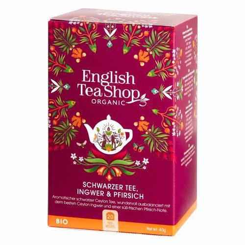 English Tea Shop Organic Ginger & Peach Black Tea – 20 Tea Bags