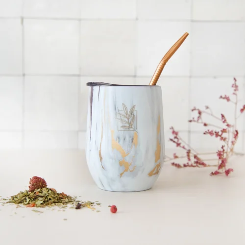 Original Mate Marble & Gold-Effect Insulated Yerba Mate Cup & Bombilla – 350 ml