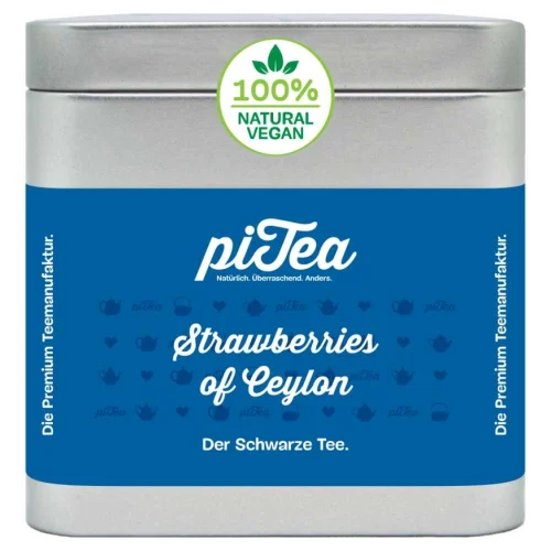 piTea Strawberries of Ceylon – Strawberry & Apricot Black Tea, 75 g Tin